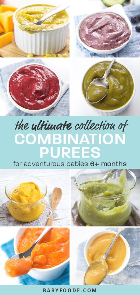 This is the best collection of combination purees out there! Find recipes, ideas, and inspiration for moving your 6+ month baby to stage 2 combination purees, including recipes for breakfast, lunch, and dinner. Homemade baby cereals, fruit purees, vegetable purees, quick purees, frugal baby food recipes, organic baby food recipes, and more! #babyfood # homemadebabyfood #babyfoodrecipes #combinationpurees #6months Baby Food Recipes Stage 2, Organic Baby Food Recipes, 7 Month Old Baby Food, 6 Months Baby Food, Instant Pot Baby Food, Baby Food Recipes Stage 1, Apple Baby Food, Banana Baby Food, Baby Food Combinations