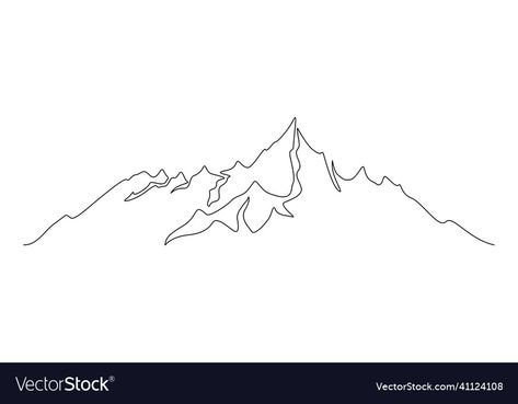 One Continuous Line Drawing, Doodle Vector, Mountain Drawing, Continuous Line Drawing, Continuous Line, Mountain Range, Winter Sports, Line Drawing, High Res