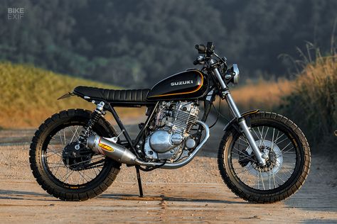 Suzuki GN250 scrambler by Purpose Built Moto Suzuki Gn250, Custom Motorcycle Shop, Suzuki Gn 125, Trail Motorcycle, Bike Exif, Creativity Exercises, Motorcycle Shop, Street Tracker, Cafe Racer Bikes