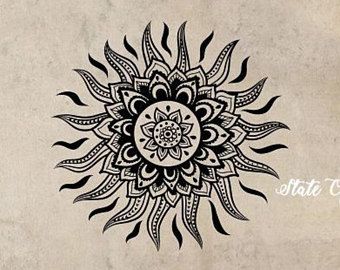 Sun Mandala Tattoo Design, Sun Mandala Tattoo, Sun Mandala Design, Mandala Sun Tattoo, Hawaii Decor, Art Decor Bedroom, Tattoo Sonne, Mandala Sun, Sun Sticker