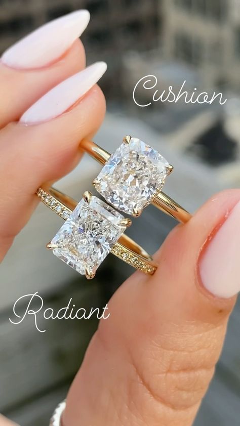 Unique Cushion Cut Engagement Rings, Radiant Wedding Rings, Elongated Cushion Cut Engagement Ring, Weddings Rings, Radiant Cut Diamond Ring, Square Engagement Rings, Radiant Cut Engagement Rings, Diamonds And Pearls, Radiant Engagement Rings