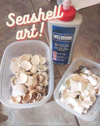 Making Things With Sea Shells, How To Store Shells, How To Make Sea Shell People, How To Make Seashell People, Art With Shells Seashells Diy Ideas, Sea Shell Diy Decor Wall Art, Shells On Canvas Diy, Crafts To Make With Seashells, Pictures Made With Shells