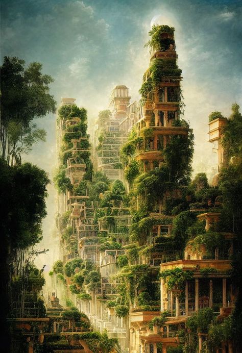 Hanging Gardens Of Babylon Art, Gardens Of Babylon Art, Babylon Art, Hanging Gardens Of Babylon, 7 Wonders Of The World, Ancient Babylon, Gardens Of Babylon, Hanging Gardens, 7 Wonders