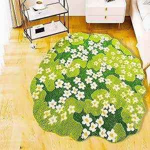 Circular Area Rug, Dorm Room Rug, Jungle Room Decor, Kids Jungle Room, Korean Decor, Fresh Room, Carpet Green, Area Rugs For Bedroom, Unique Carpet