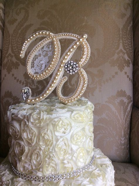 Hey, I found this really awesome Etsy listing at https://www.etsy.com/listing/189374703/custom-monogram-wedding-cake-toppers Bling Wedding Cakes, Cake Topper Wedding Monogram, Monogram Wedding Cake, Pearl Cake, Custom Wedding Monogram, Alphabet Letters Design, Letter Decoration, Vintage Jewelry Crafts, Best Friend Wedding