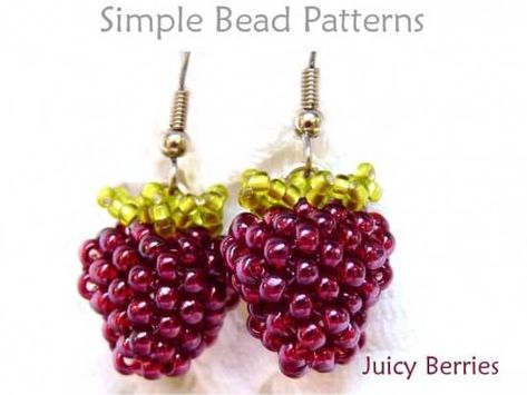 This beaded berries jewelry making beading pattern will teach you how to make DIY earrings with seed beads by Simple Bead Patterns Beaded Berry, Raspberry Jewelry, Berry Earrings, Jewelry Making Patterns, Art Perle, Beaded Beads, Bead Weaving Patterns, Seed Bead Tutorial, Beading Tutorial