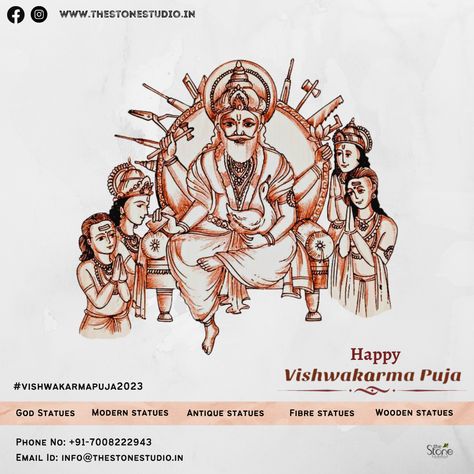 As we approach the auspicious occasion of #Vishwakarma Puja, we at The Stone Studio are thrilled to join you in honoring Lord Vishwakarma, the divine architect and creator of the universe. 🙌 Honoring the skills and dedication of our artisans and craftsmen who bring our visions to life. May Lord Vishwakarma bless us all with the wisdom, creativity, and determination to build a brighter future. Visit us on www.thestonestudio.in Happy Vishwakarma Puja, Lord Vishwakarma, Vishwakarma Puja, Statue Garden, God Statue, Romantic Quotes For Her, Creator Of The Universe, Hanuman Images, Beautiful Art Paintings