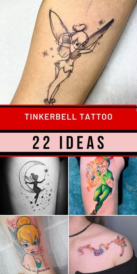 Discover the magic of a Tinkerbell tattoo that radiates charm in a small and sassy form. Immerse yourself in the world of tiny designs, each embodying Tinkerbell's character. From minimalistic and sleek options to intricate and creative choices, express your connection to Peter Pan's universe. Whether you opt for a small outline or a bold black depiction, this tattoo captures the spirit of the enchanting fairy. Sassy Tinkerbell, Tinkerbell Tattoo Ideas, Tiny Disney Tattoo, Tinkerbell Tattoo, Tinker Bell Tattoo, Pixie Tattoo, Peter Pan Tattoo, Tiny Designs, Dynamic Tattoo