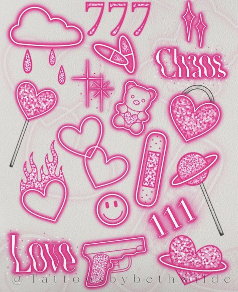 Pastel Tattoo, Cowboy Tattoos, Pink Drawing, Graffiti Heart, Graphic Shapes Design, Kawaii Tattoo, Glitter Tattoo, Badass Tattoos, Dope Tattoos