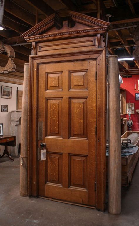 Antique Oak French Doors, Wood Glass Front Door, Architectural Windows Hardware Frames Beautiful Interior Doors, Door With Peephole, Antique Wood Doors Interior, English Door, Wood Glass Front Door, Oak French Doors, Georgian Fireplaces, Georgian Doors, Old Wooden Doors