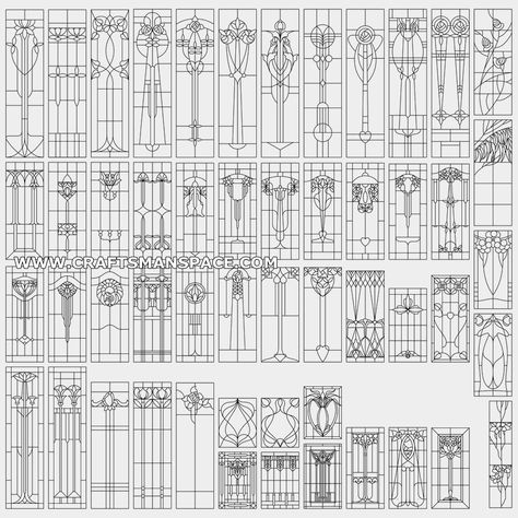 Collection of vertical floral stained glass patterns. FREE "PERSONAL USE" DWG, SVG, EPS FILES. Floral Stained Glass Patterns, Art Deco Stained Glass Patterns, Deco Tattoo, Stained Glass Tattoo, Art Deco Tattoo, Art Deco Stained Glass, Diy Staining, Stained Glass Patterns Free, Stained Glass Door