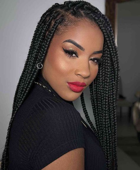 Straight Braids For Black Women, Single Braids Hairstyles, Twists Hairstyles, Tan Skin Blonde Hair, Hairstyles For Black Hair, Big Box Braids, Crochet Box Braids, Short Box Braids, Long Box Braids