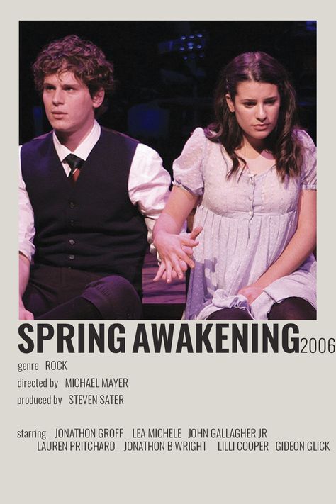 Spring Awakening Broadway, Movie Posters Vintage Originals, Spring Awakening Musical, Broadway Musicals Posters, Musical Theatre Posters, John Gallagher Jr, Movie Posters Decor, Broadway Posters, Disney Movie Posters