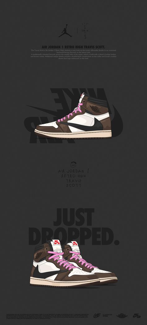 Air Jordan Travis Scott, Jordan Shoes Wallpaper, Jordan Travis Scott, Travis Scott Shoes, Drawing Children, Nike Travis Scott, Travis Scott Jordan 1, Hypebeast Art, Sneakers Wallpaper