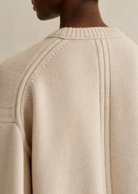 Merino Cashmere Layering Sweater + Snood Pebble Layering Sweater, Knitwear Details, Man Sweater, Ankle Sleeve, Sweater Layering, Paneled Skirt, Cashmere Yarn, Chic Sweaters, Heavy Knit