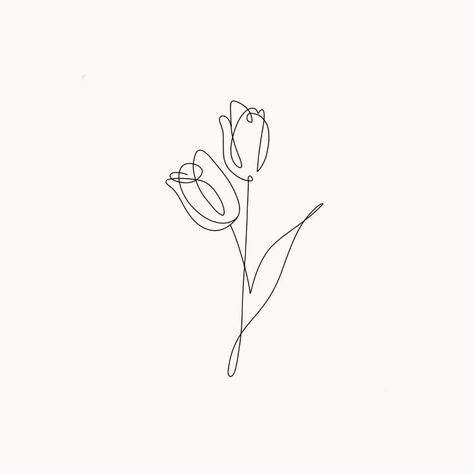 Tulip Line Drawing Tattoo, Tulip Fine Line Tattoo, Tulips Tattoo Design, Fine Line Tulip Tattoo, Tulips Tattoo, Mommy Daughter Tattoos, Minimal Tattoo Designs, Minimal Tattoo Ideas, Printable Tattoos