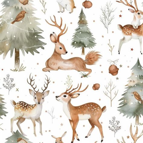 Christmas woodland animals seamless pattern tile for winter holidays in watercolor | Premium AI-generated image Freepik Christmas, Christmas Woodland Animals, Christmas Woodland, Woodland Wallpaper, Christmas Graphic Design, Holiday Graphics, Graphic Design Cards, Pattern Tile, Cabin Christmas