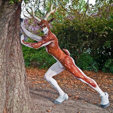 #deer #bodypaint #park #creature #humanimal #reindeer #entertainment #creative #art #animal #youtuber #London #forest Deer Costumes, Deer Makeup Tutorial, Deer Skeleton, Body Painting Men, Leg Reference, Deer Makeup, Costumes For Adults, Funny Deer, Deer Costume