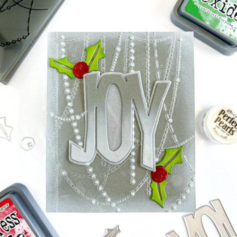 Joy Christmas Card with the Sizzix Tim Holtz Release - Project Idea - Scrapbook.com Tim Holtz Big Tidings, Tim Holtz Sizzix Dies, Holiday Card Inspiration, Paper Techniques, Joy Christmas Card, Tim Holtz Dies, Sizzix Dies, Tim Holtz Cards, Hanukkah Cards