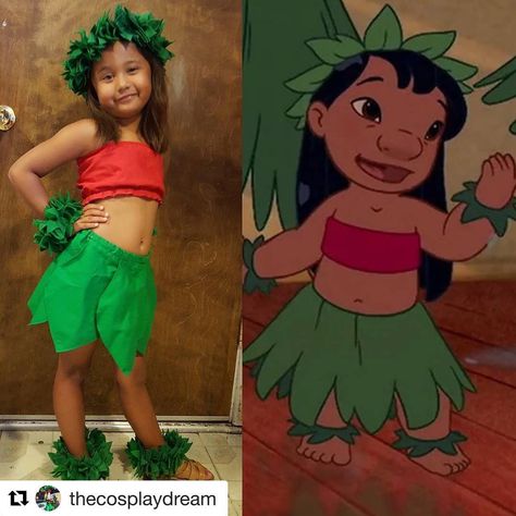 Inspiration & Accessories: DIY Lilo & Stitch Halloween Costume Idea - #lilocosplay #liloandstitch #hula #lilohuladancer #disney #disneycosplay Lilo Hula Costume, Lilo Y Stitch Disfraz, Diy Lilo Costume, Lilo And Stitch Diy, Lilo Cosplay, Stitch Costume Diy, Lilo Stitch Costume, Hula Girl Costume, Hawaiian Party Outfit