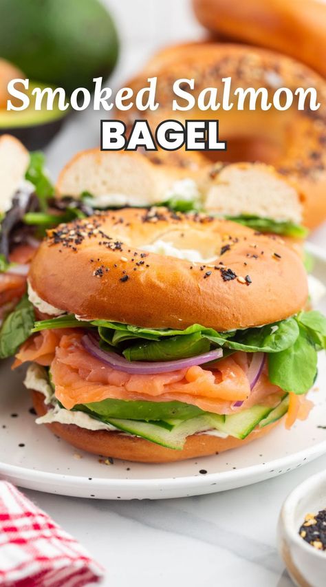 A Smoked Salmon Bagel with herb cream cheese makes for a tasty light meal, packed with fresh traditional flavors. Dill Mustard Sauce, Smoked Salmon Platter, Smoked Salmon And Cream Cheese, Cream Cheese Bagel, Herb Cream Cheese, Salmon And Cream Cheese, Smoked Salmon Breakfast, Salmon Platter, Smoked Salmon Bagel