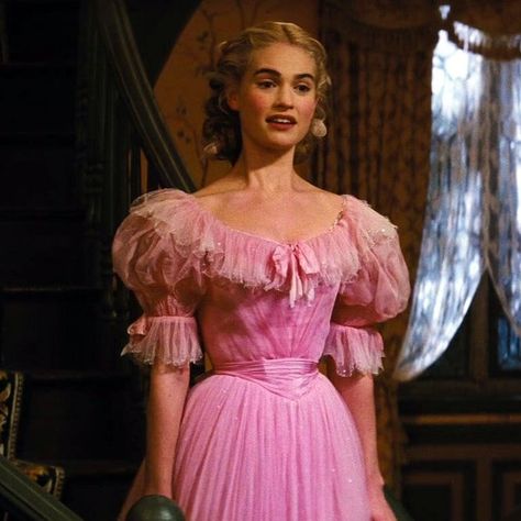 2015 Live action cinderella's pink gown #cinderella2015 Cinderella Pink Dress, Pink Suits, Cinderella Live Action, Cinderella Aesthetic, Sandy Powell, Vera Ellen, Cinderella Movie, Cinderella 2015, Jennifer Grey