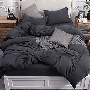 Black Bed Set Overstock, Sheets For Black Bed, Gray Bedding Black Bed, Grey Down Comforter Bedding At Pure, Duvet Covers Black And Grey, Plain Black Bedding, Dark Gray Bedding Bohemian, Bed Spreads Dark, Black And Grey Bedding Set