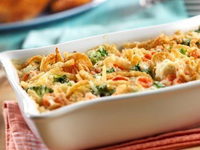 Swiss Vegetable Casserole Recipe | Food Network Quick Casseroles, Holiday Casseroles, Making Dough, Ic Recipes, Vegetable Casserole Recipes, Gluten Free Chicken Recipes, Veggie Casserole, Greenbean Casserole Recipe, Baked Veggies