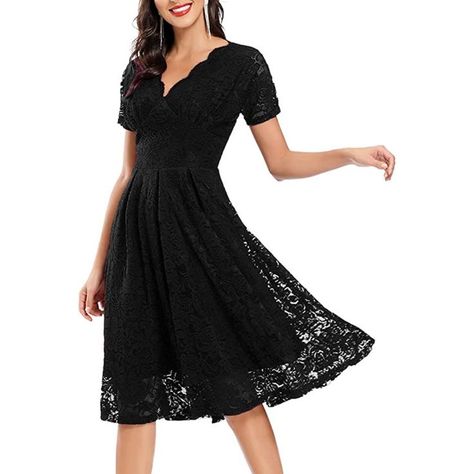 Dresses In Black, Vestidos Vintage, Mid Length Skirts, Formal Dresses For Women, Collars For Women, Elegant Party, Knee Length Dresses, Formal Dress, Swing Dress