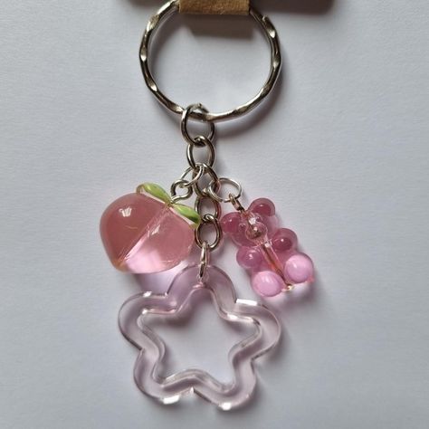 Look what I just found on Depop 👀 Candy Keychain, Trinket Bag, Gummy Bear Candy, Keychain Handmade, Gummy Bear, Pink Peach, Gummy Bears, Key Rings, Women's Accessories