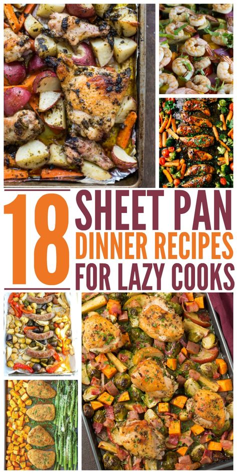 18 Sheet Pan Dinners for Lazy Cooks Pan Dinner Recipes, Easy Sheet Pan Dinners, Sheet Pan Suppers, Sheet Pan Dinners Recipes, Resep Salad, Recipe Sheets, Granola Bar, Pan Dinners, Pan Recipes