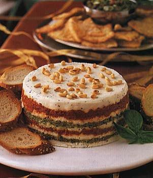 Sun-Dried Tomato and Pesto Cheesecake dip - use goat cheese and press the outside w pine nuts. Use a small spring form pan Tomato And Pesto, Torta Recipe, Sundried Tomato, Tomato Pesto, Toasted Pine Nuts, Appetizer Dips, Sun Dried, Appetizers For Party, Sun Dried Tomato