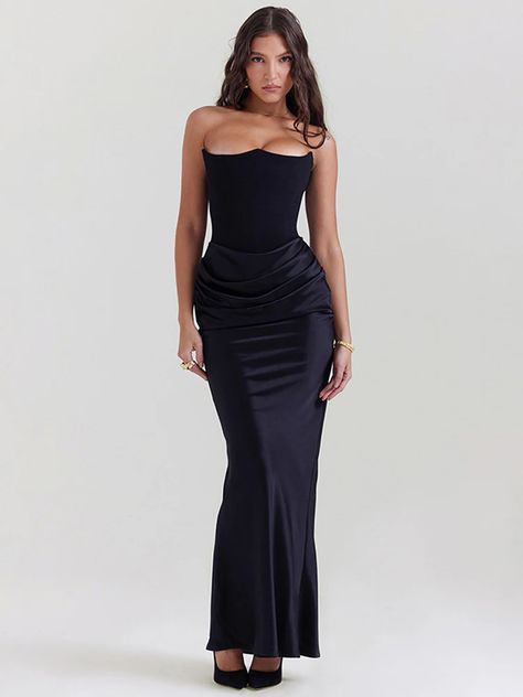 Fishtail Maxi Dress, 파티 드레스, Strapless Corset, Strapless Maxi, Bodycon Maxi Dresses, Satin Maxi, Strapless Maxi Dress, Style Noir, Satin Maxi Dress