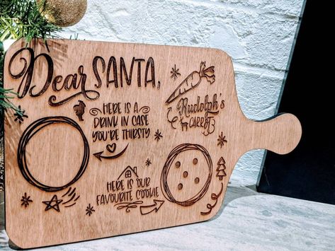 Christmas Cookie Board, Dear Santa Tray, Wooden Placemats, Santa Board, Reindeer Treats, Christmas Trays, Santa Tray, Dark Wood Background, Treats Christmas