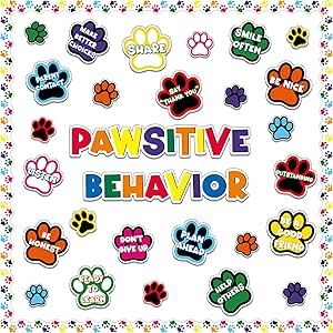 Dog Bulletin Board, Behavior Bulletin Boards, Paw Ideas, Behavior Classroom, Bulletin Board Decoration, Behavior Plan, Art Collaboration, Dog Paw Prints, Classroom Bulletin Board