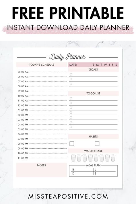 Looking for a daily planner template free download? Here is a cute, functional and aesthetic daily planner template printable pdf for work, home as well as for students. Get the best daily time table planner with hourly layout for time management, to-do-list to get things done, along with habit tracker and goal setting section. In these daily planner pages and sheets you'll also find a guide for organizing your daily routine and making the most of this planner. Daily Task Planner Template, Daily Time Table Planner Printable, How To Make To Do List For Students, Planner Organization Ideas Layout School, Time Table Aesthetic Printable, Daily Time Schedule, Daily Routine Planner Template, Student Daily Planner Printable Free Templates, Time Table Planner Aesthetic