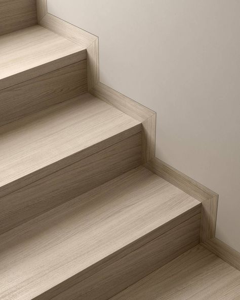 Filomuro skirting | Garofoli Wooden Skirting Board, Stairs Tiles Design, Stairs Skirting, Baseboard Styles, Contemporary Style Interior, Wooden Panelling, Staircase Ideas, Basement Stairs, Lan Can