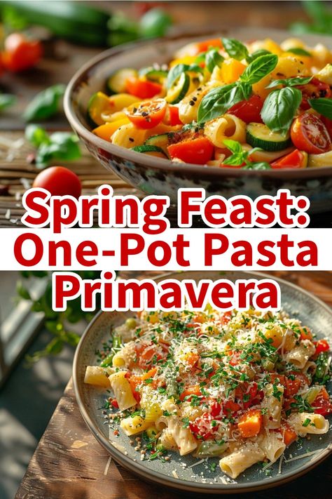 Bowl of colorful pasta primavera with fresh seasonal vegetables and herbs. Pasta Primavera Recipes, One Pot Pasta Primavera, Herb Chicken Recipes, Primavera Recipe, Beef With Mushroom, Seasonal Veggies, Pasta Primavera Recipe, Lemon Herb Chicken, Light Sauce