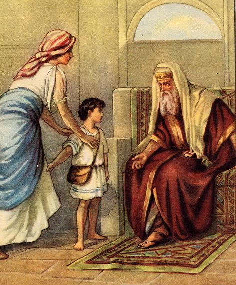 Hannah in Bible :D My namesake taking her son Samuel to the temple as she promised God she would :)) Samuel Bible Story, Samuel Bible, Biblical Characters, Christian Stories, Bible Stories For Kids, Bible Images, Bible Illustrations, Bible Pictures, Bible Promises