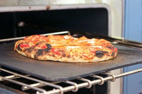 Cooking pizza on a Baking Steel | King Arthur Baking: Inventor and guest writer Andris Lagsdin shares the story of how a realization at work led to Baking Steel pizza dough and one of the best pizza crusts you'll ever make. A unique combination of interests and skills led to the birth of the Baking Steel. And, in my humble opinion, pizza is the better for it. Pizza Steel, No Knead Pizza Dough, Pizza Project, Cast Iron Pizza, Portable Pizza Oven, Pizza Baking, Pizza Board, Crispy Pizza, Pizza Making