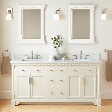 72" Claudia Double Vanity With Rectangular Undermount Sinks - White, 72 Vanity, Mahogany Cabinet, Farmhouse Sink Faucet, Mahogany Cabinets, Wall Mount Sinks, Undermount Sinks, Acrylic Tub, Chrome Faucet, Double Sink Vanity