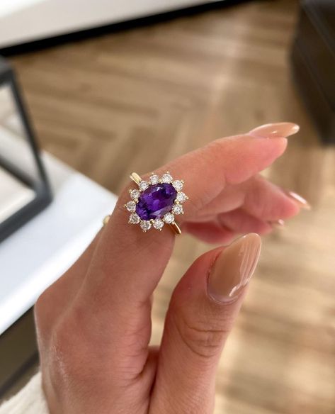 Amethyst and diamond ring