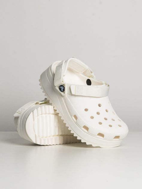 Crocs Hikers White, White Hiker Crocs Outfit, Women Crocs, Womens Crocs, Crocs Fashion, Twin Outfits, Sandals Outfit, Stunning Shoes, Women's Crocs