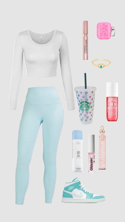 Cheap Sporty Cozy Fit Tops, Cheap Light Blue Sporty Tops, Sporty Summer Tops From Victoria's Secret, Preppy Wishlist, Dance Fits, Senior Season, Shuffle Outfits, Preppy Clothing, Comfy Outfits Winter