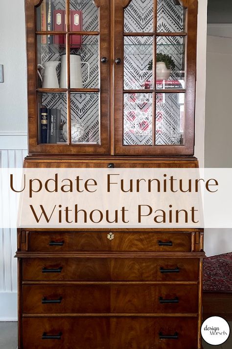 If you have an older piece of furniture that could use a little refresh, but you don't want to paint it, try these two things. You'll be surprised at how modern it can look. Antique Furniture Modern Styling, Modernize Antique Furniture, How To Make Antique Furniture Look Modern, How To Use Antiques In Modern Home, Mix Vintage And Modern Furniture, Modernizing Antique Furniture, Using Antiques In Modern Home, Updating Old Furniture, Mixing Modern And Antique Furniture Bedroom