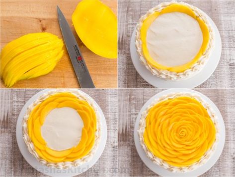 This mango cake is bursting with fresh mango flavor! An impressive, show-stopping mango cake recipe with only 9 ingredients. It is surprisingly simple. | natashaskitchen.com Mango Cake Recipe Filipino, Mango Cake Recipe, Liquor Cake, Mango Dessert Recipes, Mango Mousse, Fruity Cake, Mango Dessert, Mango Cheesecake, Mango Cake