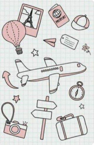 Packing List Drawing, Flight Attendant Aesthetic Drawing, Margin Ideas, Discover Drawing, Photo Walls Bedroom, Front Page Design, Whatsapp Profile Picture, Person Drawing, Ticket Design