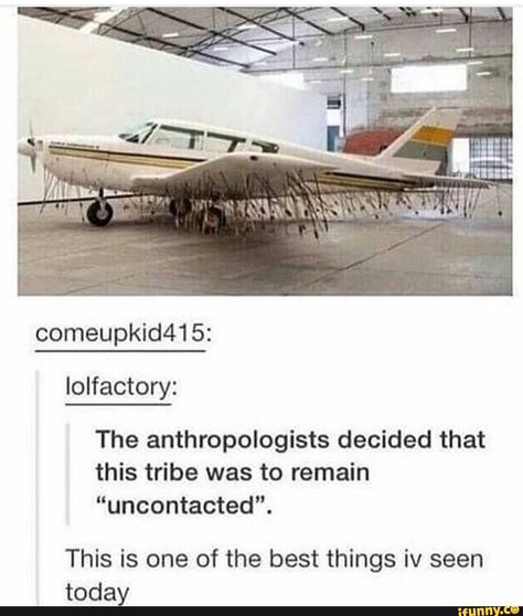 The anthropologists decided that this tribe was to remain “uncontacted”. This is one of the best things iv seen today – popular memes on the site iFunny.co #cars #plane #dankmemes #cringe #funny #people #arrows #the #anthropologists #decided #tribe #remain #uncontacted #this #best #things #iv #seen #today #pic Funny Pins, Tumblr Funny, Satire, Funny Posts, Funny Cute, Art History, Really Funny, Fortnite, Fun Facts