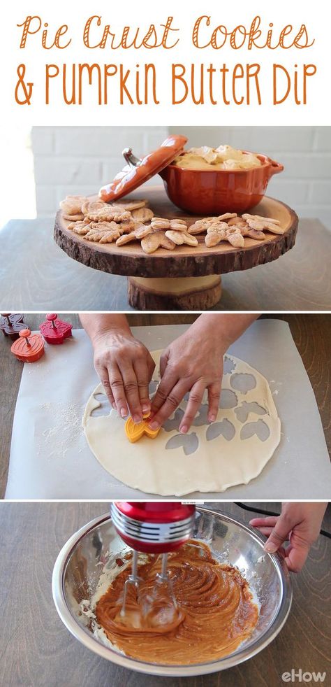 Pie Crust Cookies And Dip, Pumpkin Spice Dip, Pumpkin Butter Cake, Pie Crust Leaves, Pie Crust Cookies, Cookies Pumpkin, Leftover Pie, Completely Delicious, Make Cookies