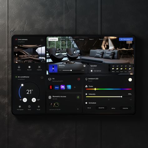 Home Dashboard, Smart Home Dashboard, Tablet Ui, Interactive Web Design, Home Lab, Data Dashboard, Smart Home Design, Tv App, Home Camera